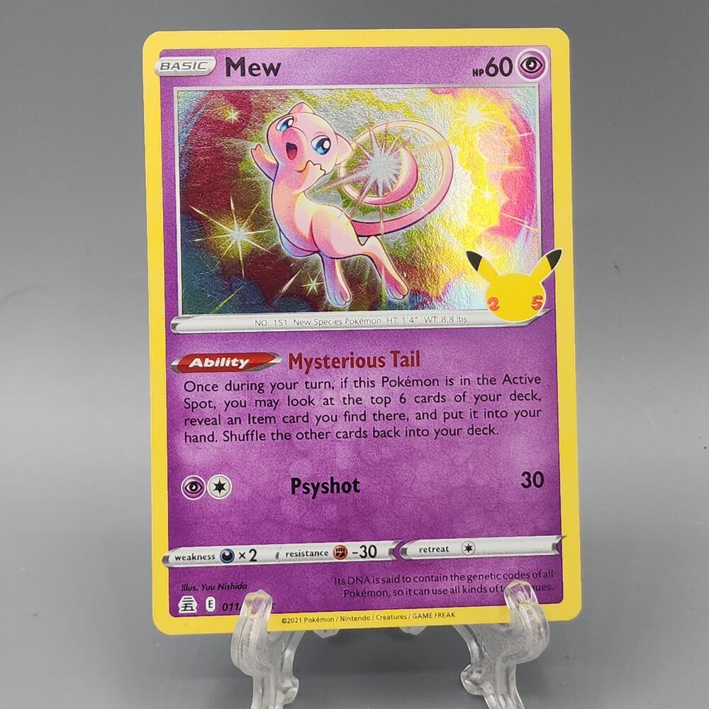 Mew Holo Rare Celebrations 011/025 New TCG Card Sword & Shield Foil 2021